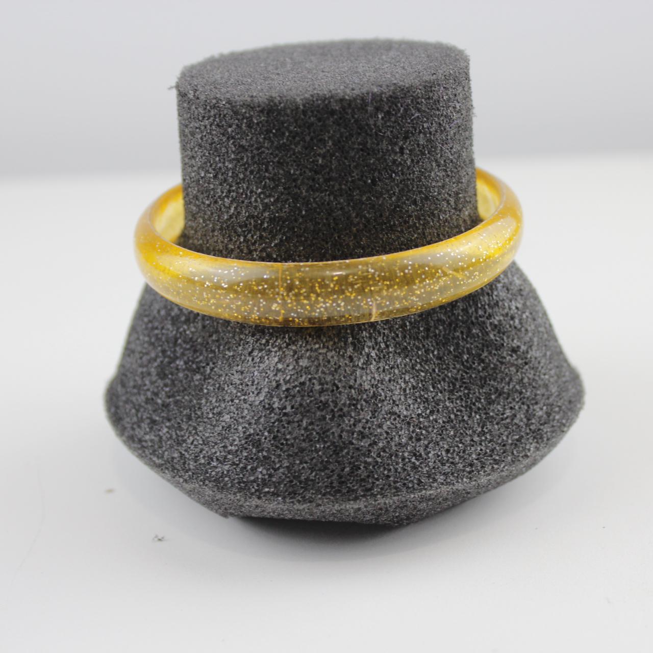 Glittery Yellow Acrylic Bangle Bracelet - Sparkling Statemen