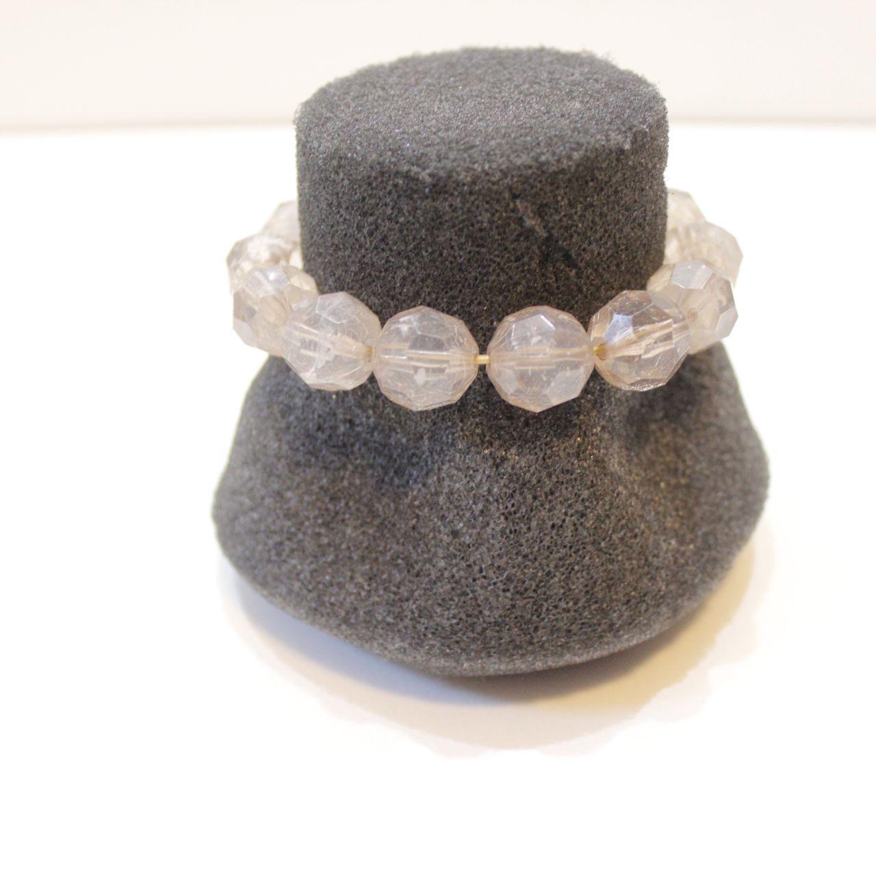 Faceted Clear Bead Stretch Bracelet Crystal Look Chunky Stat