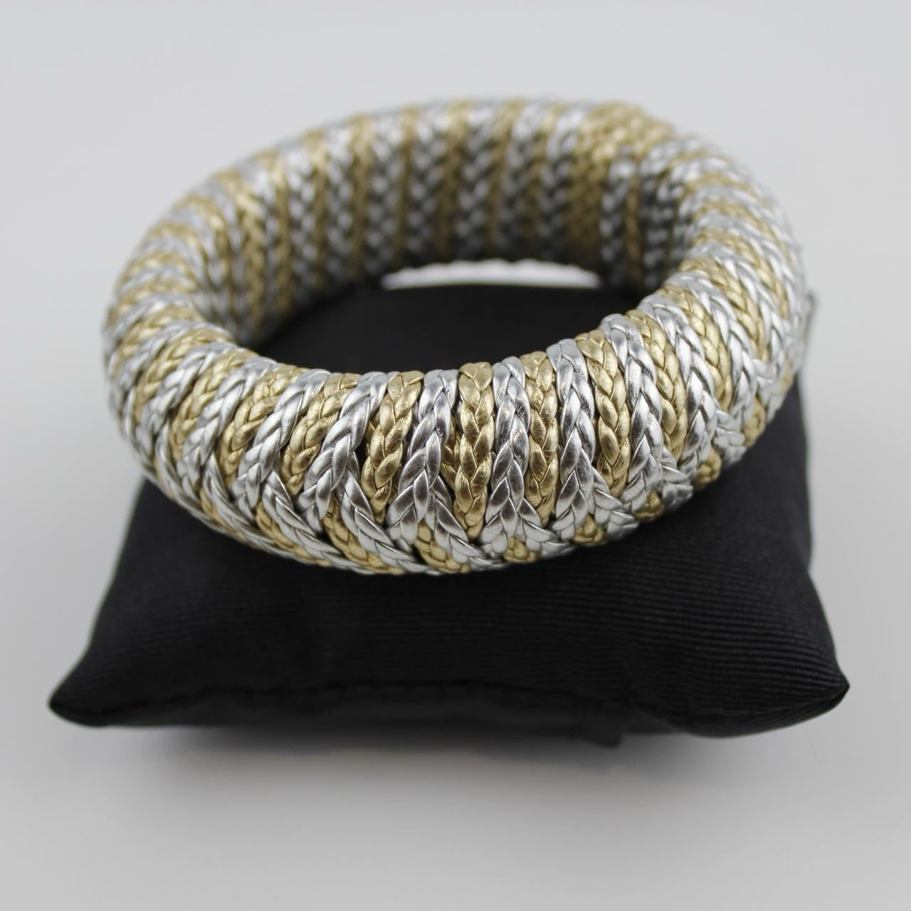 Woven Bangle Bracelet Silver Gold Tone Braided Adjustable Jewelry Fashion