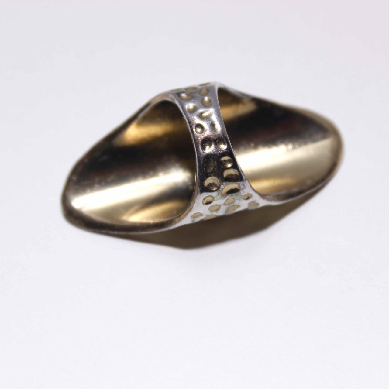 Hammered Gold Tone Elongated Oval Shield Statement Ring Boho