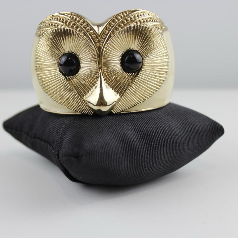 Chunky Gold Tone Owl Bracelet Wide Cuff Bangle Retro Statement Jewelry  Good pr