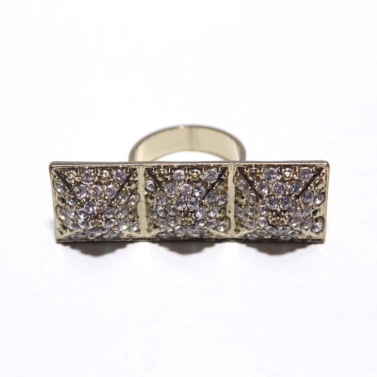 Gold Tone Full Finger Ring Rhinestone Jewellery Fashion