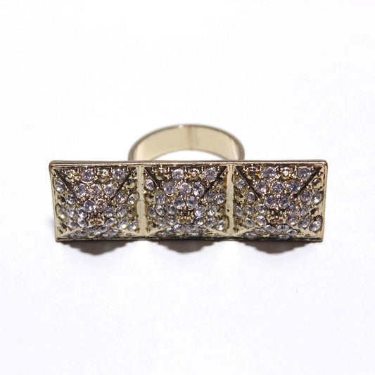 Gold Tone Full Finger Ring Rhinestone Jewellery Fashion