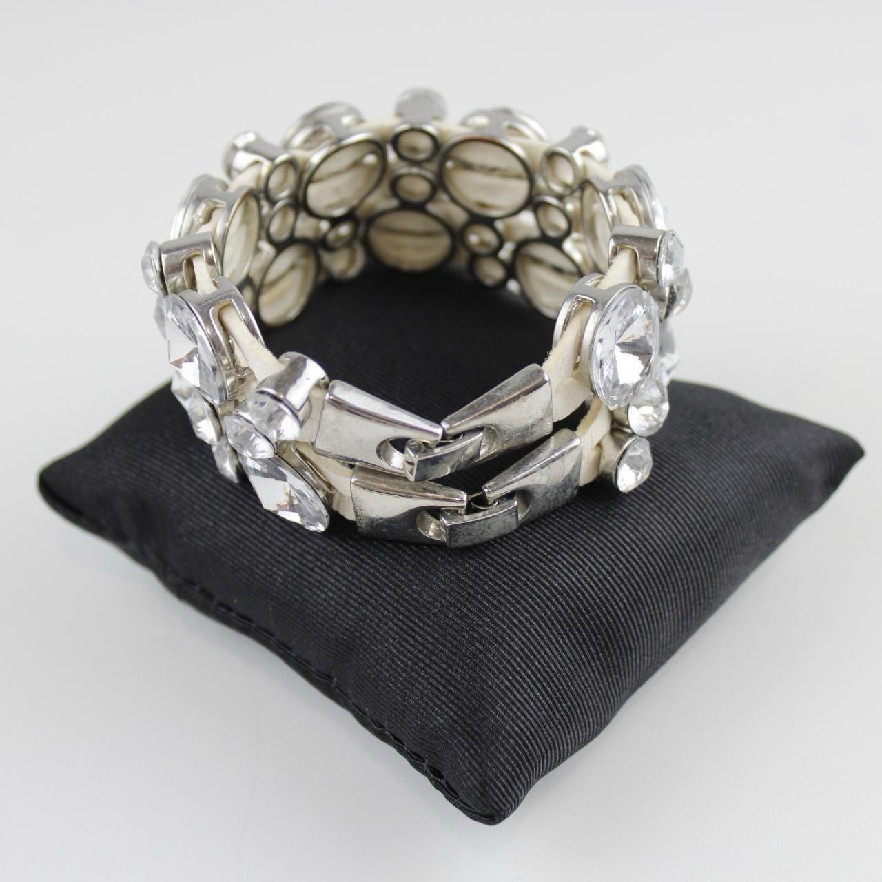 Glamorous Clear Rhinestone Bracelet - Chunky Stretch Cuff