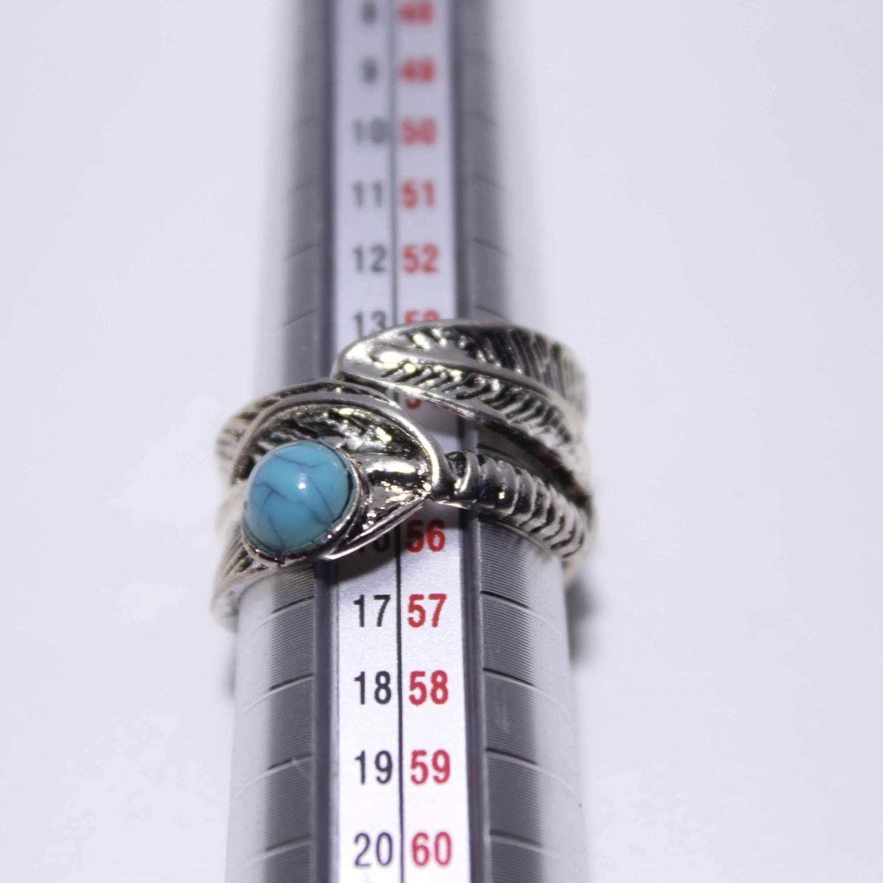 Silver Tone Turquoise Feather Statement Ring Jewellery Fashion