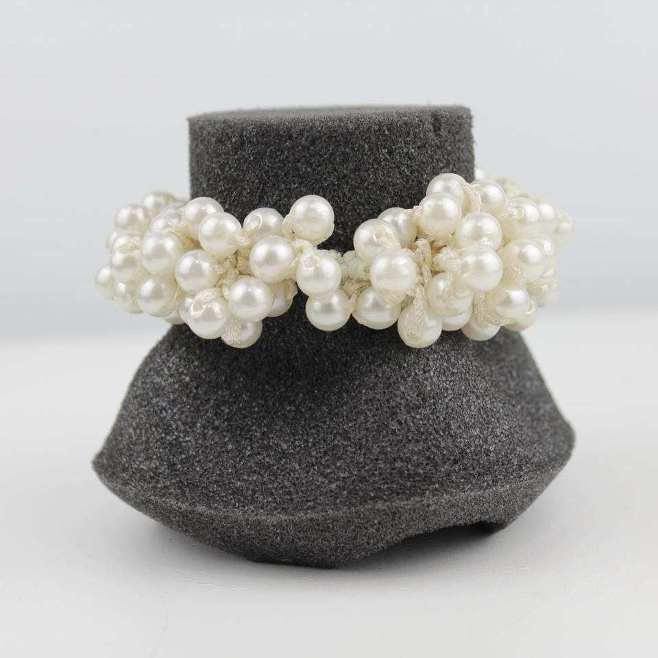 Stretch Pearl Bracelet White Multi Strand Woven Jewelry Elegant Fashion Gift