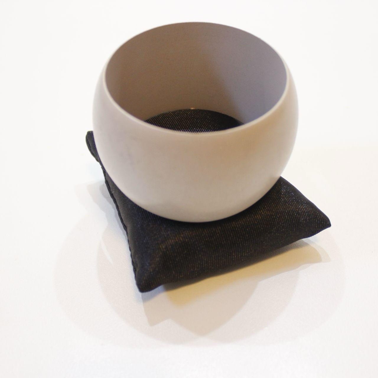 Wide Solid Bangle Bracelet Beige Neutral Tone Chunky Statement Cuff Modern