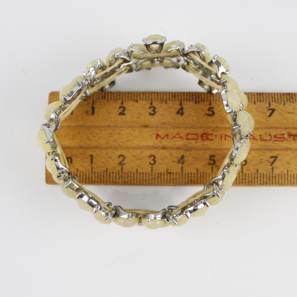 Yellow Rhinestone Flower Bracelet - Silver-Tone - Elegant Jewelry - Special Occ
