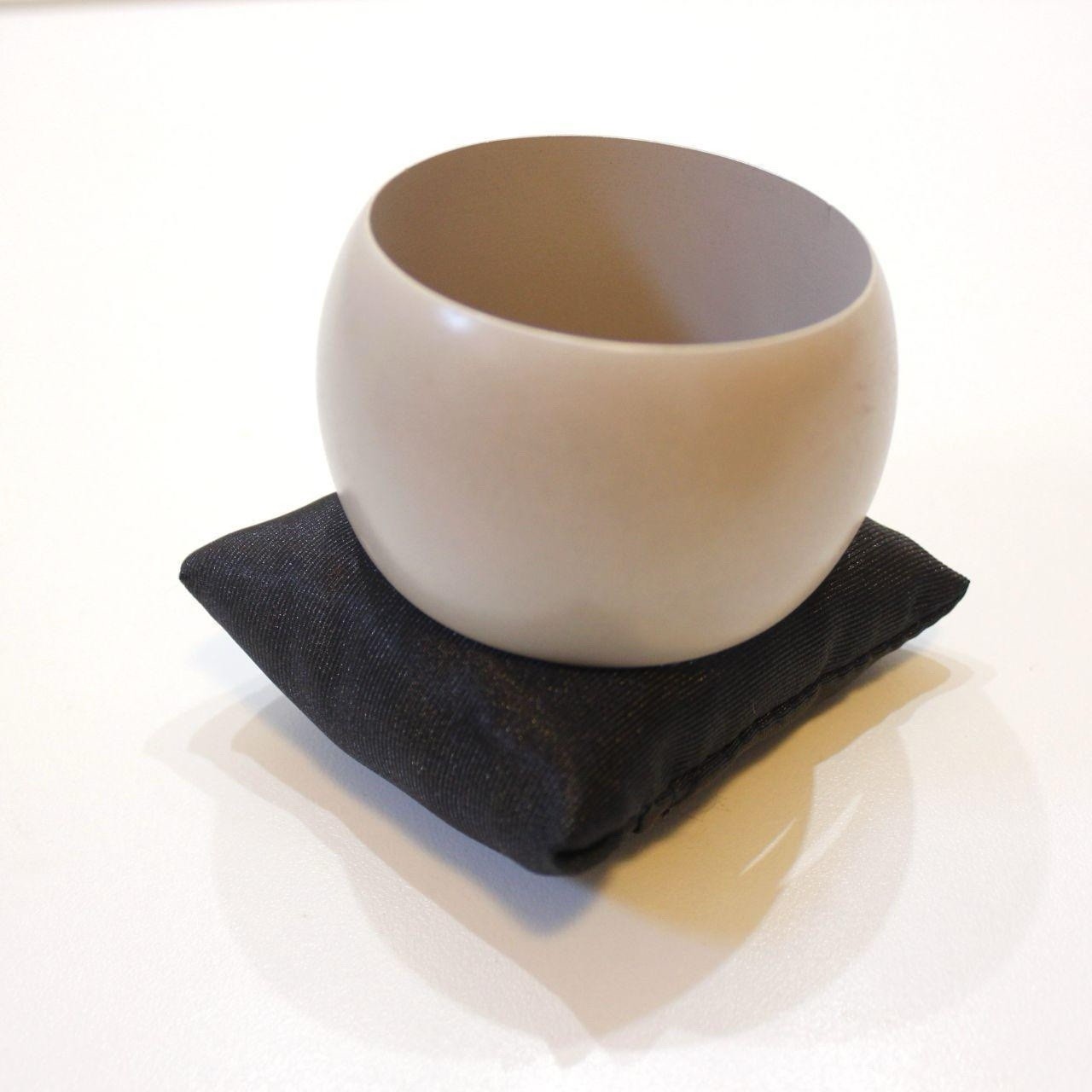 Wide Solid Bangle Bracelet Beige Neutral Tone Chunky Statement Cuff Modern