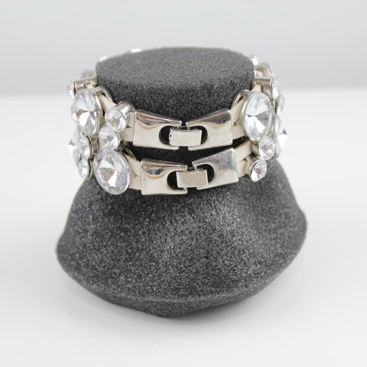 Glamorous Clear Rhinestone Bracelet - Chunky Stretch Cuff