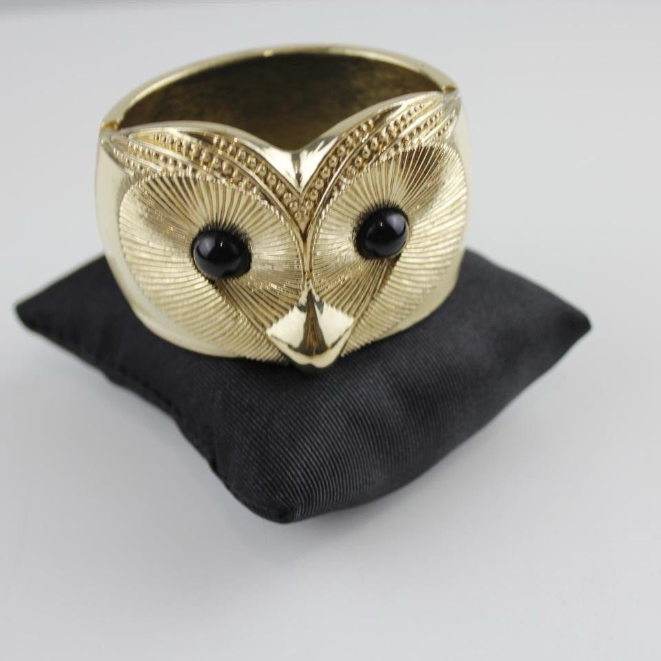 Chunky Gold Tone Owl Bracelet Wide Cuff Bangle Retro Statement Jewelry  Good pr
