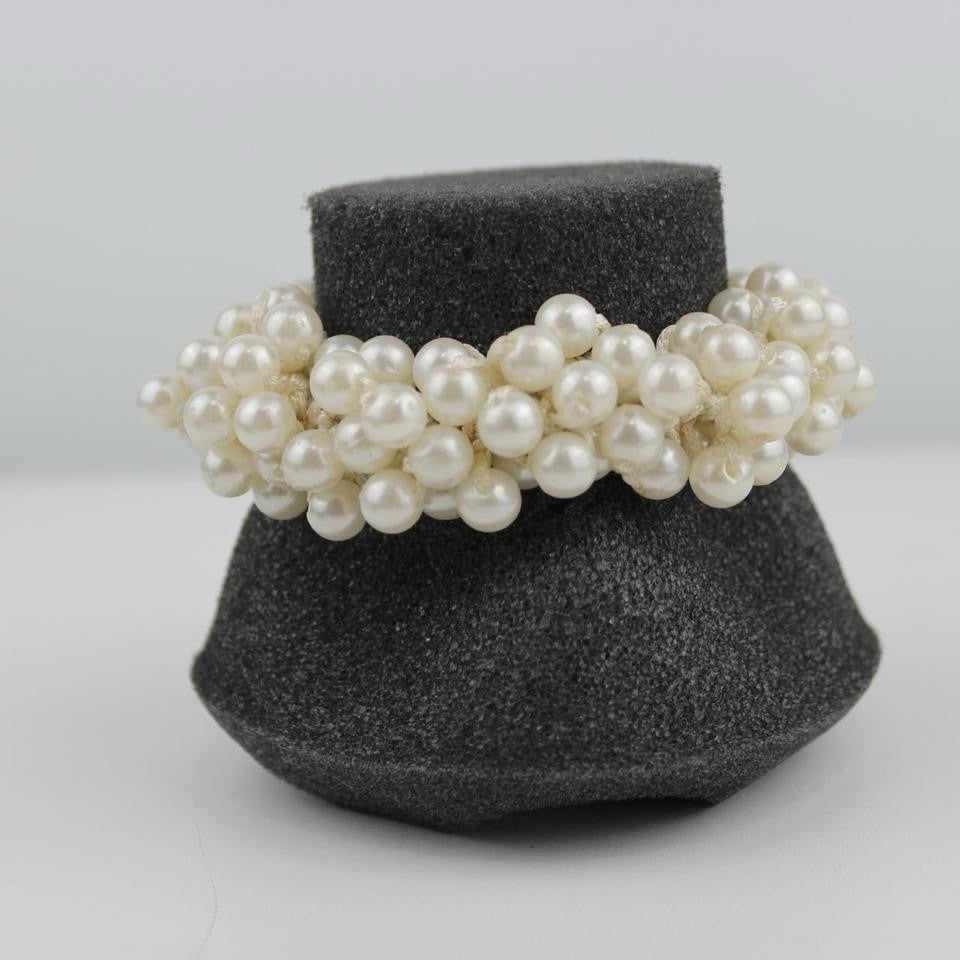 Stretch Pearl Bracelet White Multi Strand Woven Jewelry Elegant Fashion Gift