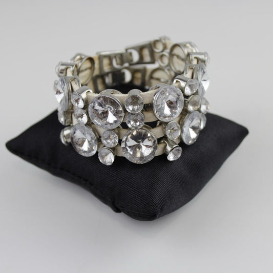 Glamorous Clear Rhinestone Bracelet - Chunky Stretch Cuff