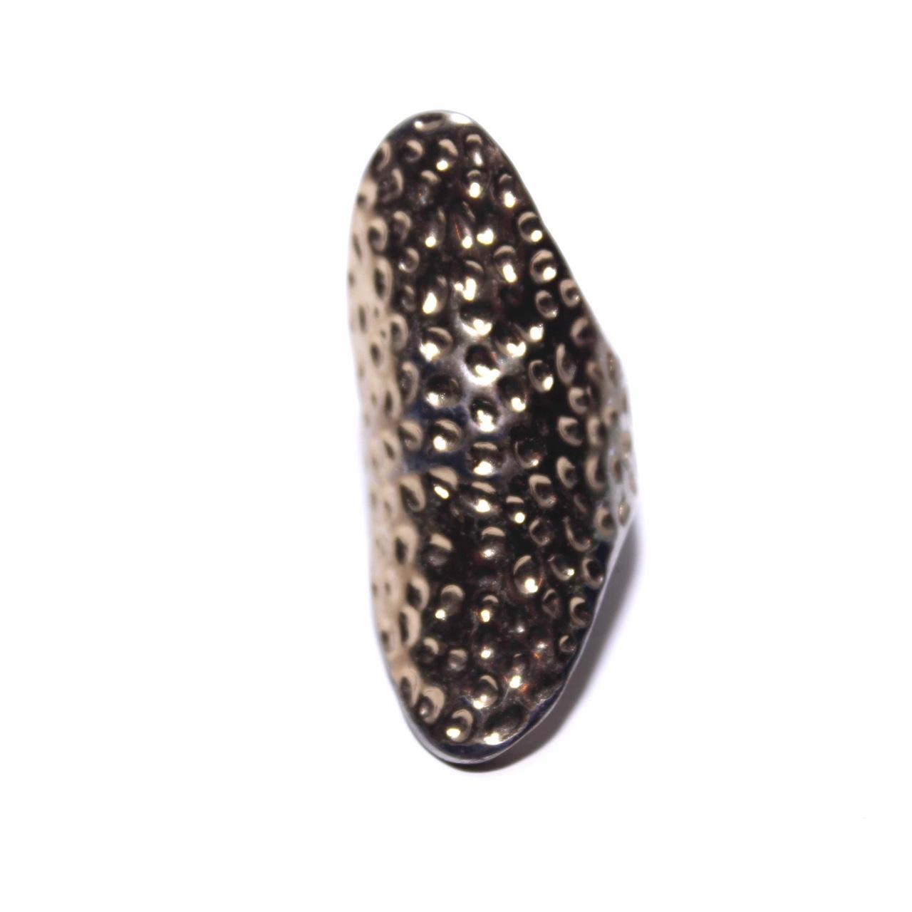Hammered Gold Tone Elongated Oval Shield Statement Ring Boho