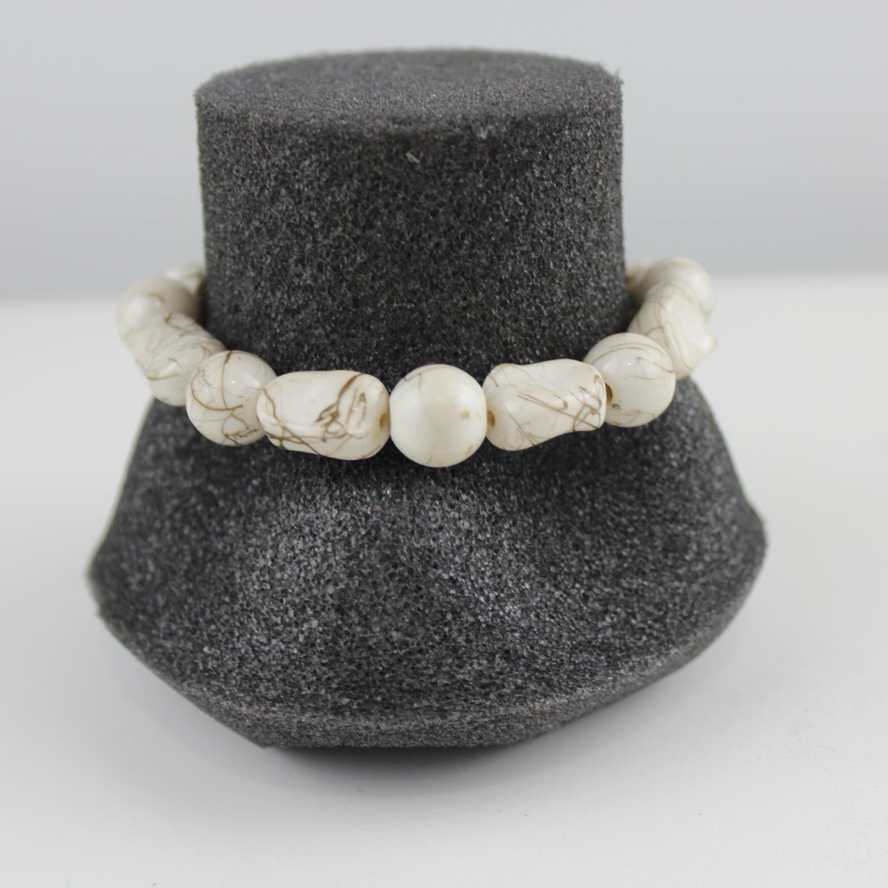 Bohemian White Bracelet Chunky Bead Stretch Costume Jewelry