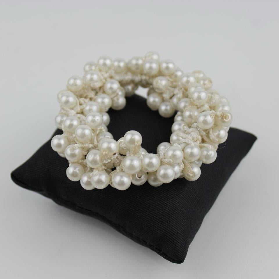 Stretch Pearl Bracelet White Multi Strand Woven Jewelry Elegant Fashion Gift