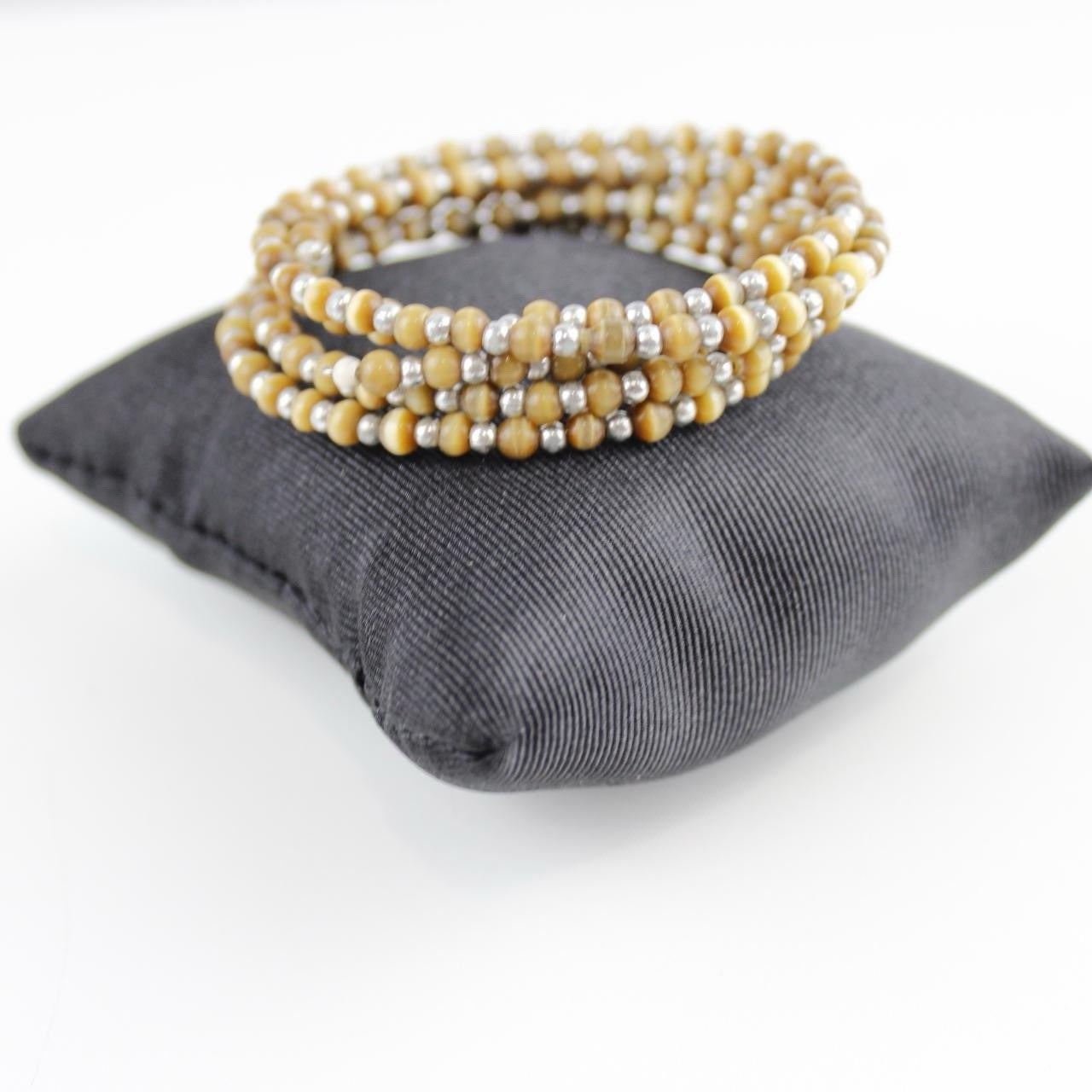 Brown Seed Bead Bracelet Silver Accent Wrap Bracelet Fashion Jewelry