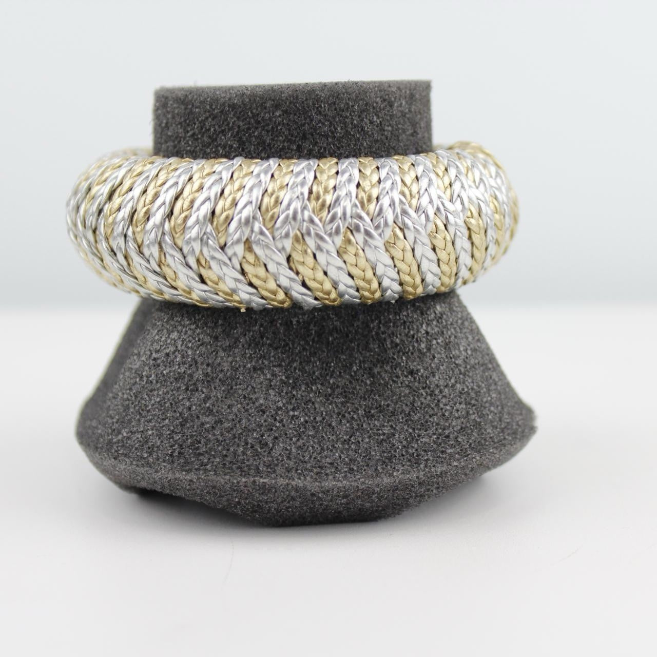 Woven Bangle Bracelet Silver Gold Tone Braided Adjustable Jewelry Fashion