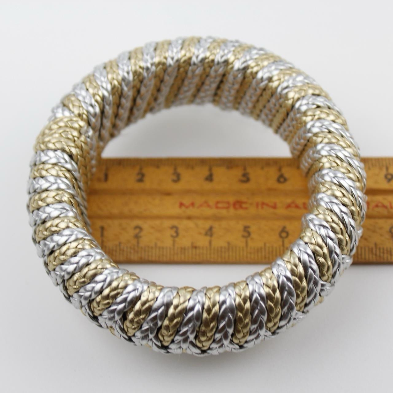 Woven Bangle Bracelet Silver Gold Tone Braided Adjustable Jewelry Fashion