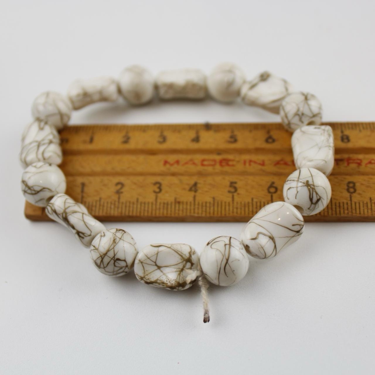 Bohemian White Bracelet Chunky Bead Stretch Costume Jewelry