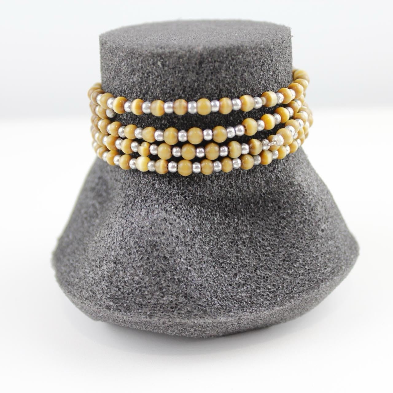 Brown Seed Bead Bracelet Silver Accent Wrap Bracelet Fashion Jewelry