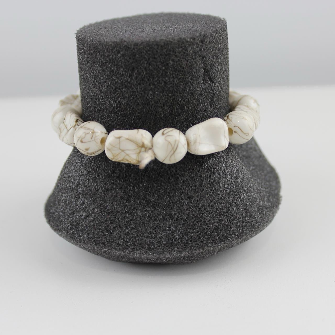 Bohemian White Bracelet Chunky Bead Stretch Costume Jewelry