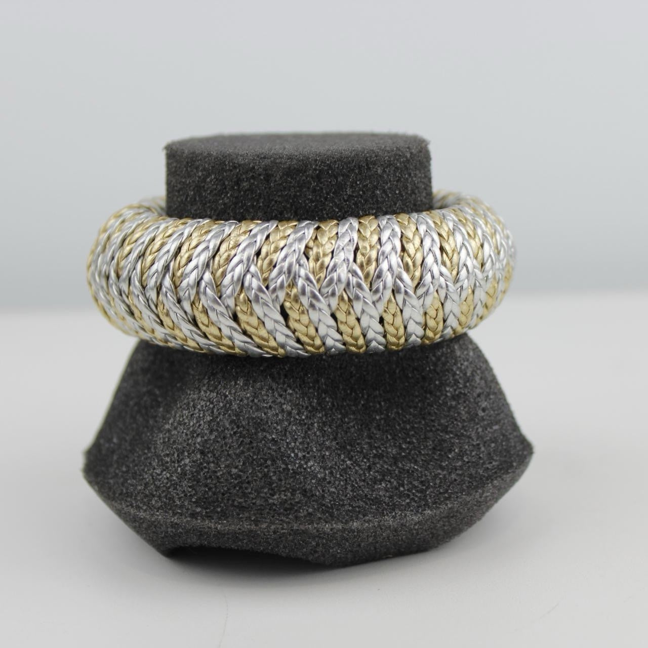 Woven Bangle Bracelet Silver Gold Tone Braided Adjustable Jewelry Fashion