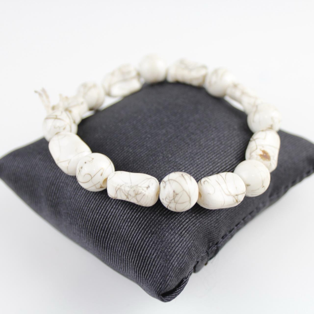 Bohemian White Bracelet Chunky Bead Stretch Costume Jewelry