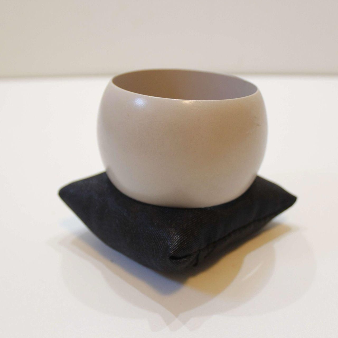 Wide Solid Bangle Bracelet Beige Neutral Tone Chunky Statement Cuff Modern