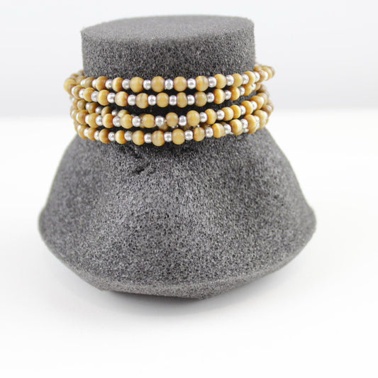 Brown Seed Bead Bracelet Silver Accent Wrap Bracelet Fashion Jewelry