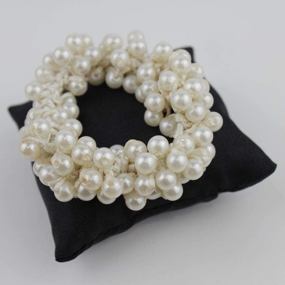 Stretch Pearl Bracelet White Multi Strand Woven Jewelry Elegant Fashion Gift