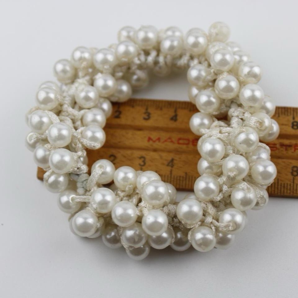 Stretch Pearl Bracelet White Multi Strand Woven Jewelry Elegant Fashion Gift