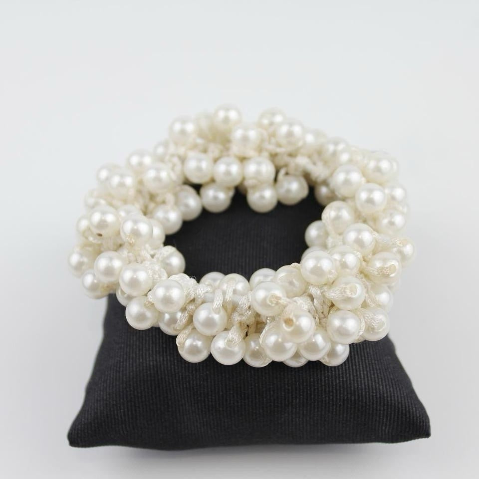 Stretch Pearl Bracelet White Multi Strand Woven Jewelry Elegant Fashion Gift
