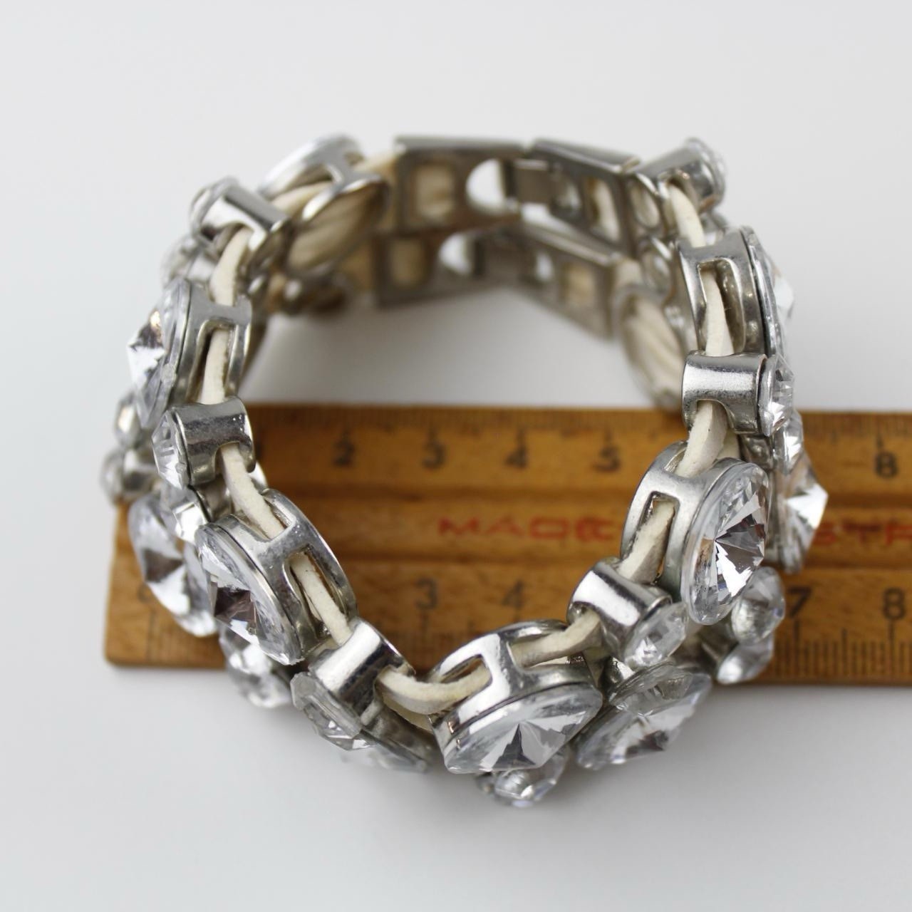 Glamorous Clear Rhinestone Bracelet - Chunky Stretch Cuff