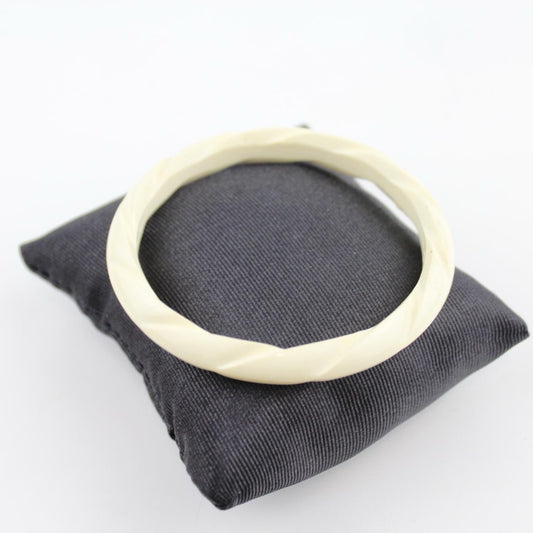 Creamy White Twisted Bangle Bracelet Resin Bone Design Jewelry Elegant Gift