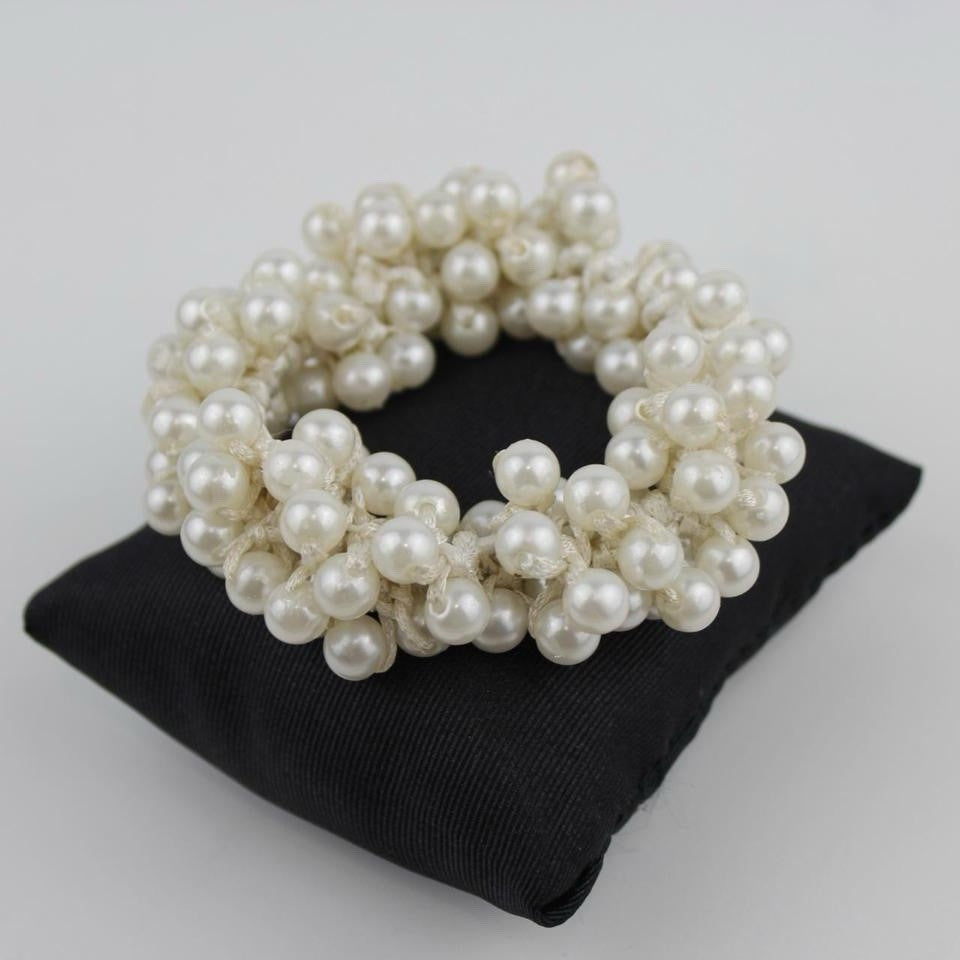 Stretch Pearl Bracelet White Multi Strand Woven Jewelry Elegant Fashion Gift